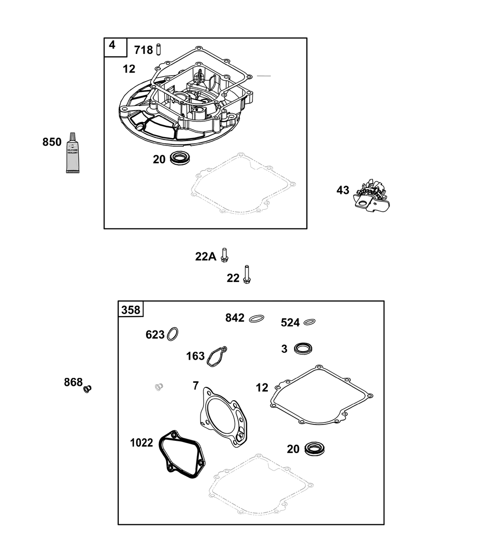 Crankcase Cover/Sump  Group Diagram and Parts List for 093J02-0055-H5 020000 - 09Z999 Briggs and Stratton Engine